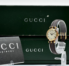 Vintage [N MINT /Box, Paper] Gucci 2000L Sherry Line Gold Ivory Qz Ladies Watch