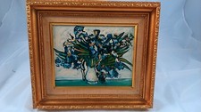 Flower pot painting signed. peinture pot de fleur signée.  