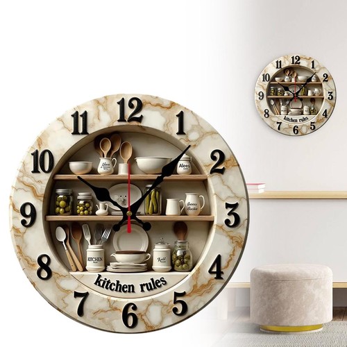 Horloge murale cuisine bois - cuisine,