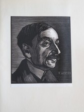 Achilles OUVRE 1872-1951 WOOD ENGRAVING PORTRAIT MAURITIUS BARS FRENCH ACTION