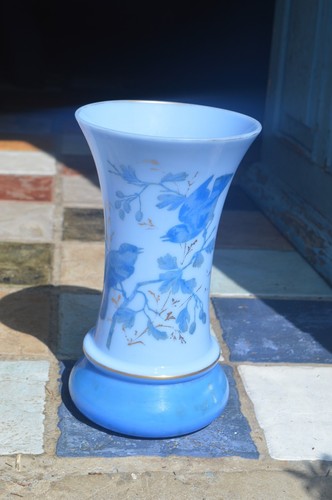 Vase opaline bleu - vase, décor