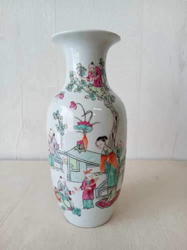 Ancien vase balustre - , émaux