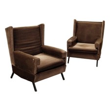 Fauteuil Vintage Velours Tissu Italie Années 60-70 Original