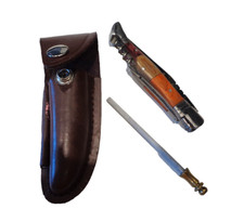 Folding knife with corkscrew, LAGUIOLE, folded length 11 cm, wooden handle