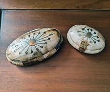 Lot de 2 boîtes anciennes en os et laiton incrusté – Inde années 60/70