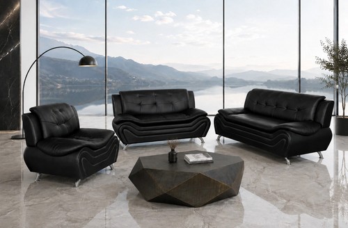 New black 3pc sofa loveseat - new,