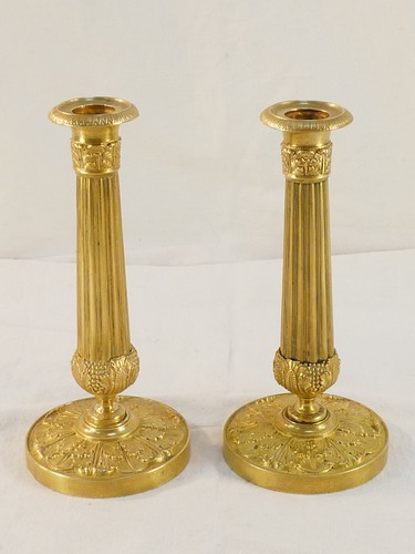Paire bougeoirs bronze - bougeoirs, en