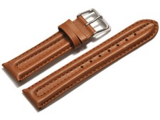Bracelet montre cuir lisse - rembourrage double - marron clair 18,20,22  mm NEUF