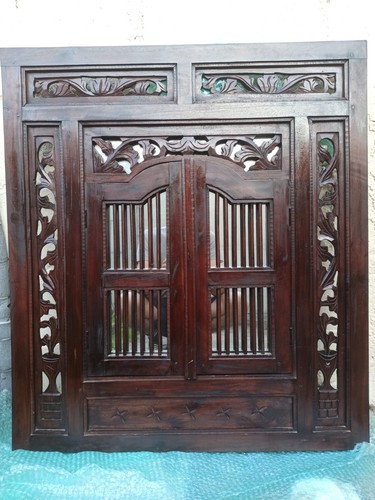 Miroir fenêtre inde bois - miroir, en