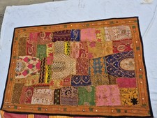 Antique Hand Embroidered Indian Patchwork Hanging - Rajasthan - Sari Fabric