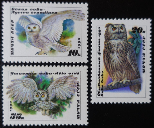 Timbres russie oiseaux - de,