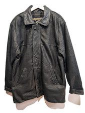 Manteau cuir noir mi-long Isik