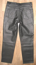 - AUTHENTIQUE - Pantalon En Cuir Pour Homme En Cuir Lisse Noir Environ W34 / L32