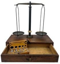 Balance Ancienne En Bois + Poids