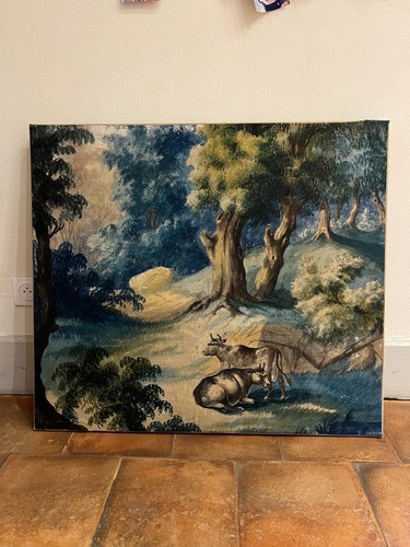 Les vaches gouache ancienne - les,