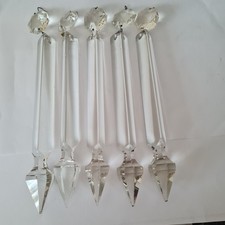 Victorian used plain crystal drops for lustre or chandelier 20 cm length x5