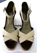 CAREL Paris Sandales daim beige + cuir verni camel FR39/EU40/UK6/US8.5 Excellent