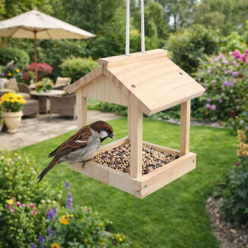 Mangeoire oiseaux bois - mangeoire,