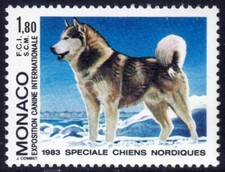 Monaco 1983 Dog, Alaskan Malamute, International Show, MNH / UNM