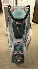 Titleist Blue/Gray/White/Red Cart Bag w/Cover, 14-Way Club Divider & Ball Marker