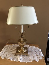 Vintage Solid Brass Pineapple Lamp Bouillette Dual-Bulb 20”