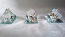 Lot de 3 figurines avec miroir en crystal avec dorure