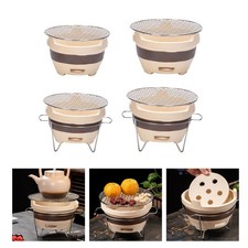 Petit Gril à Charbon de Bois, Poêle En Argile Multifonctionnel avec Treillis