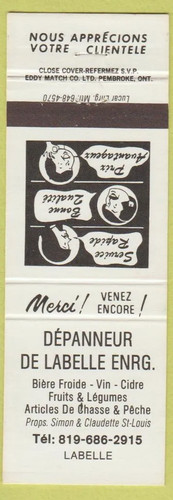 Matchbook cover depanneur de - cover,