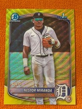 2025 BOWMAN CHROME NESTOR MIRANDA SP 1st YELLOW WAVE REFRACTOR #60/75 Tigers