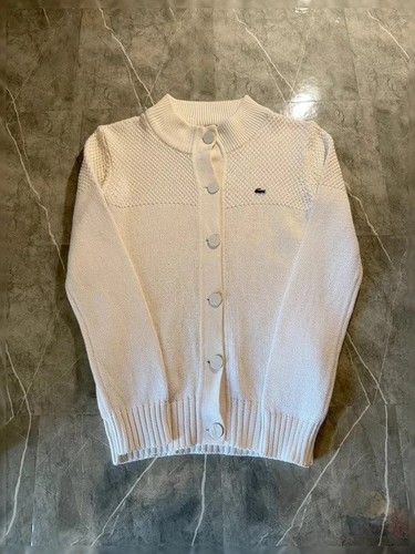 Gilet lacoste maille blanc - gilet,