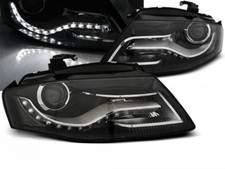 Paire de feux phares pour Audi A4 B8 de 2008 à 2011 Daylight DRL led noire