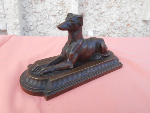 Statuette bronze levrier - en,