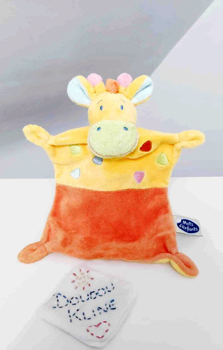 Doudou plat girafe vache jaune - girafe/vache,