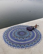 Indien Yoga Tapis Tapisserie Hippie Déco Mural Rond Pendant Étoile Mandala Plage