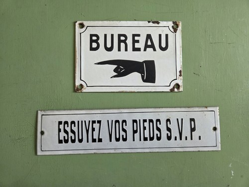 Lot plaque émaillée bureau - plaque,