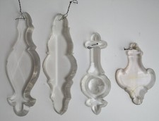 4 Anciennes Pampilles Gouttes en Cristal pour Lustre Baccarat / Crystal Lamp