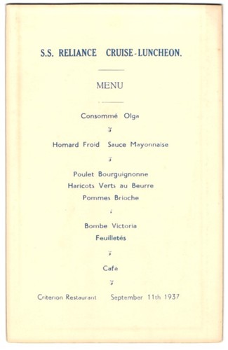 Carte menu 1937 paquebot - menu, 1937,