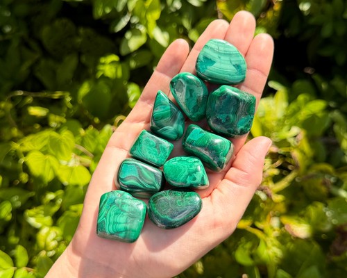 Malachite tumbled stones - tumbled,