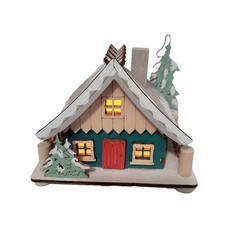 Ginger Cottages Wood Christmas Cabin In The Woods. Lighted Rustic Camping