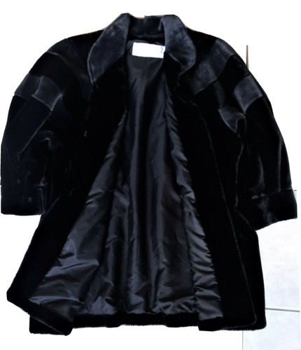 Manteau veste fourrure noire - manteau,