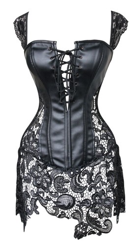 Corset burlesque simili cuir