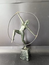 Statue Sculpture Danseuse nue Style Art Deco Art Nouveau Bronze Signée E. Urbain