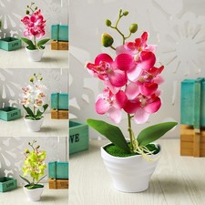 Fleur artificielle cinq têtes fausse plante en pot Phalaenopsis décoration bon