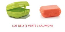TUPPERWARE Boite à gouter SAUMON 38125 Taille 2 + VERT 36772 Taille 3 Bêtises