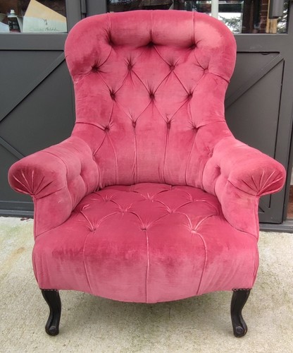 Ancien fauteuil capitonné - fauteuil,