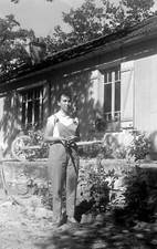 Women's Rose Size Gardening Overalls - Old Year Photo Negative. 1950