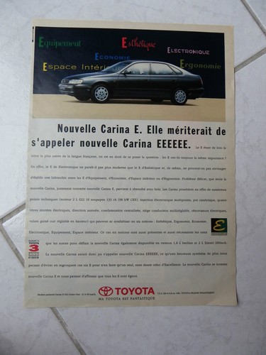 Publicité toyota carina - carina, e