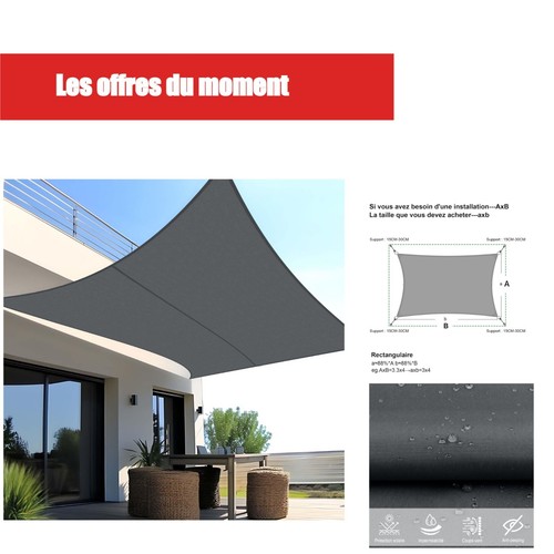 Voile ombrage rectangulaire - voile, d'ombrage