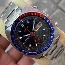 Rare Seiko Pogue 6139-6000 Automatic Speedtimer 5 Sports Black Dial Pepsi Watch