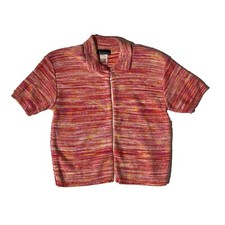 Fraise Women Pink Short Sleeve Crew Collared Knitted Shirt sz Large